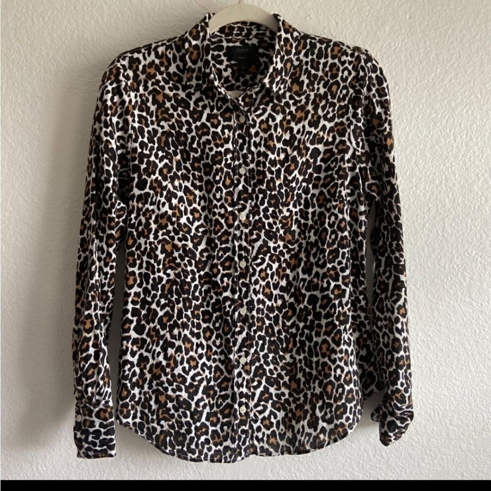J CREW  Cotton Leopard Button Down - Picture 10 of 14